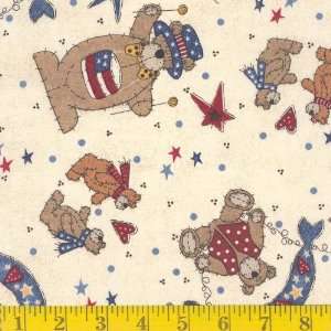  45 Wide Country Caboodle Bears Natural Fabric By The 