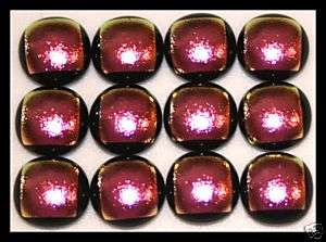 BUBBLE GUM Rd GLITTER Fused Glass DICHROIC Cabs Beads  