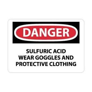 D616RB   Danger, Sulfuric Acid Wear Goggles and Protective Clothing 