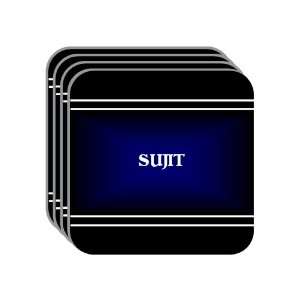 Personal Name Gift   SUJIT Set of 4 Mini Mousepad Coasters (black 