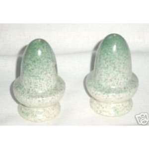   White with Green Speckles Pair Salt & Pepper Shakers 