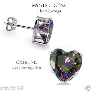Mystic Topaz Heart Stud Earrings, Sterling Silver  