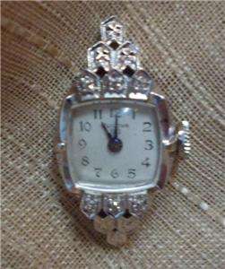 ladies estate 14k white gold bulova diamond watch dial only  