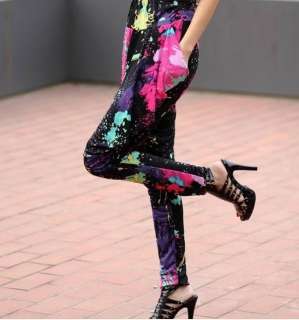   New Fashion Multi color Pattern Woman Jumpsuit Harem Pants H492  