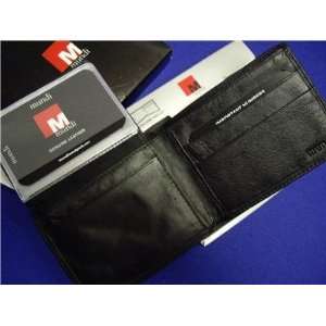  Mundi Mens Bi fold Genuine Leather Passcase Wallet Black 
