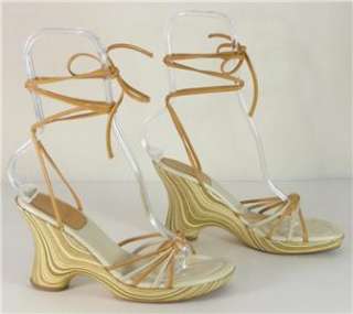 FIONI Ladies Shoes Strappy Platform Wedge Heel Brown Open Toe Sandals 