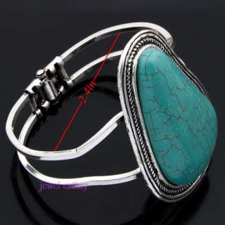howlite turquoise blue teardrop bead chain strand cuff bracelet