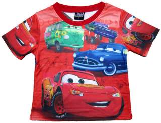 New Red 2pcs suit Cars Bus Boy T shirt Clothes & Pants 7226  