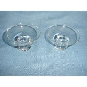  Pair Glass Candleholders 