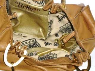 JUICY COUTURE Buttery Soft Tan Slouchy Leather Ruched Chain Satchel 