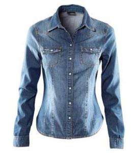 CJ135 women shirt DENIM BLUE cotton shirt button down  