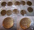   OF 10 8 BALL SLAMMERS   LIKE GOLD COINS   POGS   SOLID AND HEAVY COINS