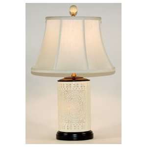  Cut White Porcelain Table Lamp with Night Light
