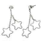 Stainless Steel Double Star Chain Dangle Earring c46