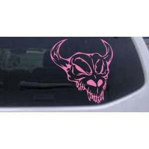 Skull With Horns Skulls Car Window Wall Laptop Decal Sticker    Pink 