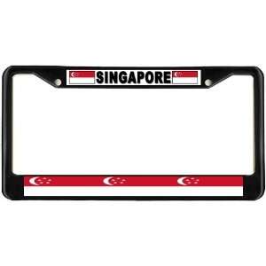  Singapore Flag Black License Plate Frame Metal Holder 