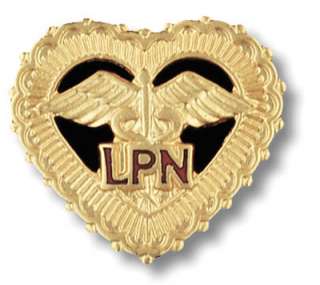 LPN Heart Caduceus Beaded Pin w/Safety Catch Nurse NIB  