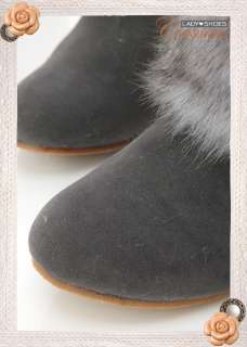 Womens Faux Fur Flat Short Boots Brown Camel Gray  