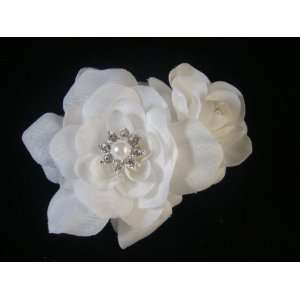  NEW Elegant White Gardenia Hair Flower Clip, Limited 