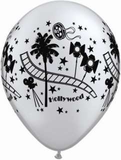 Hollywood Stars Silver/Black Latex 11 Balloons x 5 £3.20