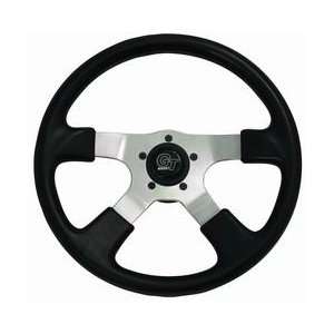 GT Rally Steering Wheel 14 in. Diameter 3.75 in. Dish Black Hand Grip 