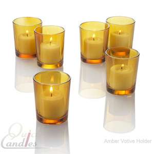 Lot of 72 Amber Glass Votive Candle Holders  