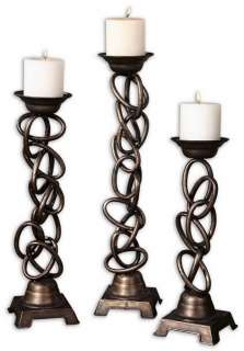 Antique Bronze Chain Link CANDLE HOLDERS Iron NEW  