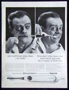 Vintage Magazine Print Ad Broxodent Squibb Toothbrush  