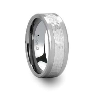  STANFORD Tungsten Ring with Hammered Finished Center   8mm 