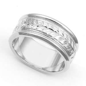  Platinum 9mm Arrow Design Milgrain Wedding Band Ring, 13 