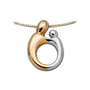  14K Two Tone Large Mother and Child® Pendant with Chain 