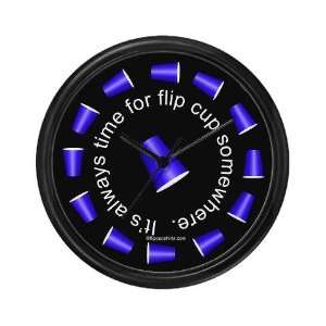 Flip Cup Blue on Black Funny Wall Clock by 