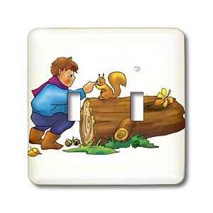   The boy feeds a squirrel   Light Switch Covers   double toggle switch
