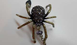Betsey Johnson Dark Forest Purple Crystal Spider & Skull Long Y 