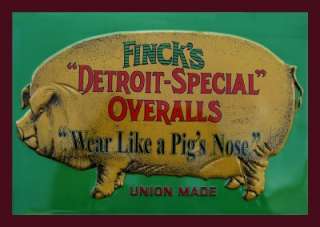 Magnet Pig Fincks Detroit Special Overalls Image of Sign Hog  