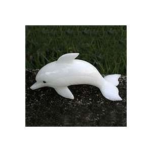  NOVICA Calcite statuette, Friendly Dolphin