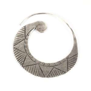  Tribal karen hill tribe silver spiral handmade earring 