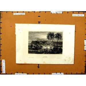  C1800 View Chagres Central America Trees Ships Print