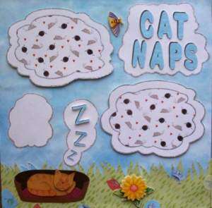 CAT NAPS 2 PG PREMADE SCRAPBOOK PET LOSS MEMORIAL CAT  
