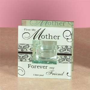  White Glass Tea Lite Candle Holder   Mother