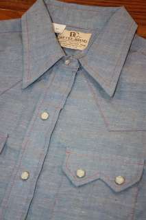 womens 17 / 18 * NOS vtg DEE CEE chambray S/S WESTERN pearl snap shirt 