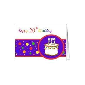  20th Happy Birthday Cake rainbow design Card Toys & Games