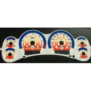 White Face Glow Gauges w/Flames  1998 2000 Chevy S10 Blazer AT w 