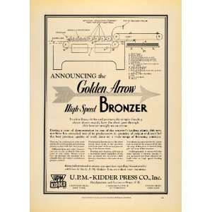  1930 Ad UPM Kidder Press Co Golden Arrow Bronzer NY 