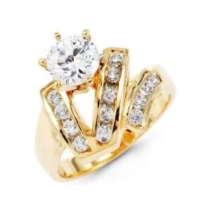    14k Yellow Gold Channel Set Round CZ Band Fashion Ring Jewelry