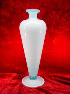   16 ICE BLUE Art GLASS VASE Cased Glass CERULEAN Vintage 60s  