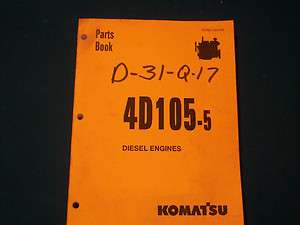 ORIGINAL Komatsu 4D105 5 Diesel Engines Parts Book Very NIce  