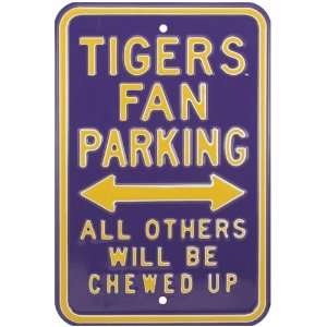  LSU Tigers Purple Steel Chewed Up Parking Sign