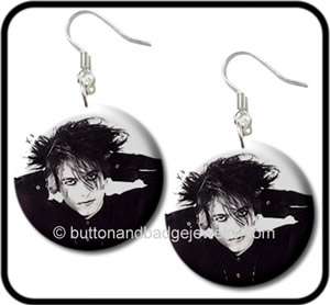 ROBERT SMITH   THE CURE* Goth Rock Button EARRINGS  