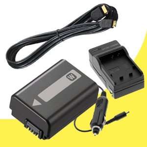  Battery w/Charger + Mini HDMI for Sony SLTA55V SLTA35 SLTA33 